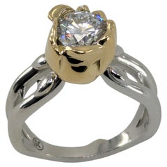 Verlobungsring aus 18 Karat Gelbgold mit GIA-Diamant in Roségold