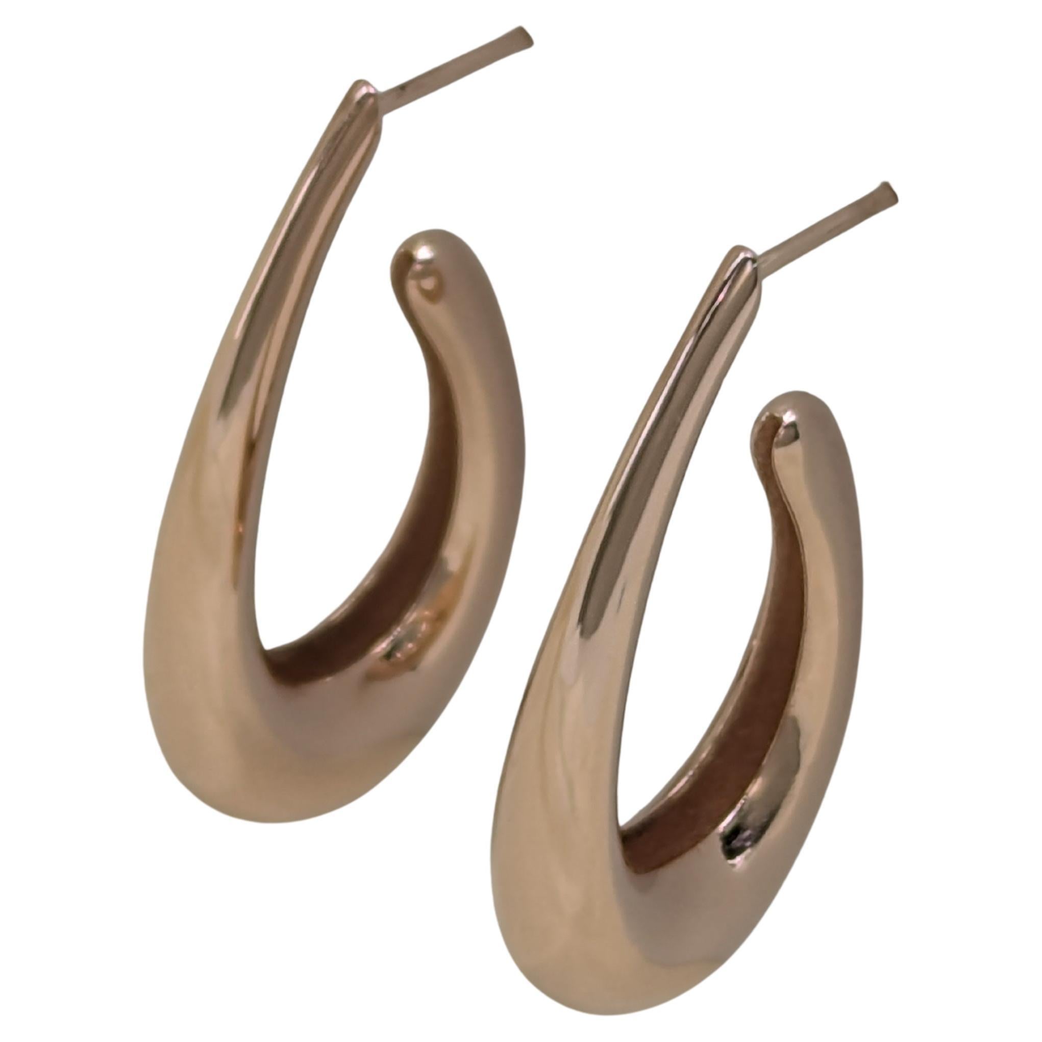 14 Karat Pink Gold Water Teardrop Hollow Hoop Earrings