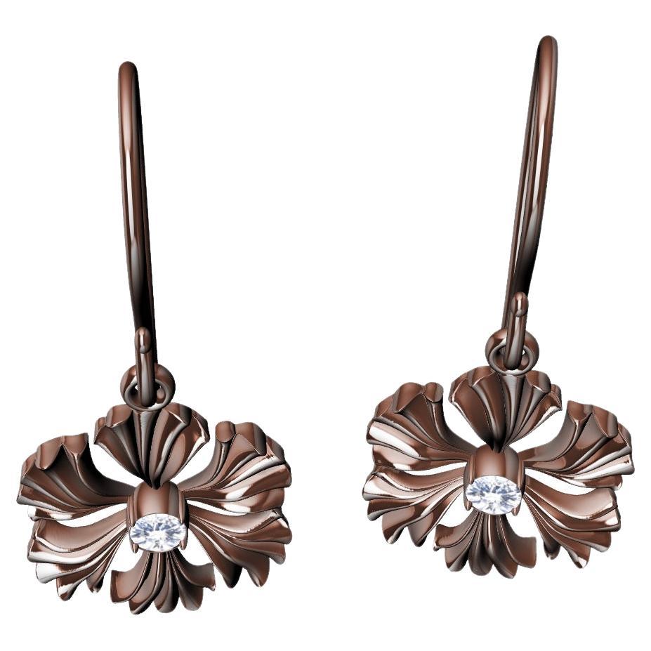 18 Karat Rose Gold micron plated  GIA Diamond Fan Flower Earrings, Tiffany designer, Thomas Kurilla created this exclusively for 1stdibs. This stylized Fan Flower came from a drawing of a button designed  in 2008.  It was a flat drawing of course. I