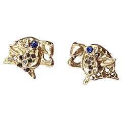 18 Karat Gelbgold und schwarze Diamanten Leopard-Ohrstecker