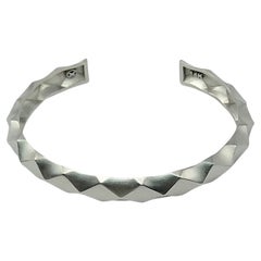14 Karat White Gold Concave Rhombus Unisex Cuff Bracelet