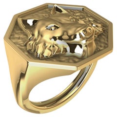 18 Karat Yellow Gold Wolf Signet Ring