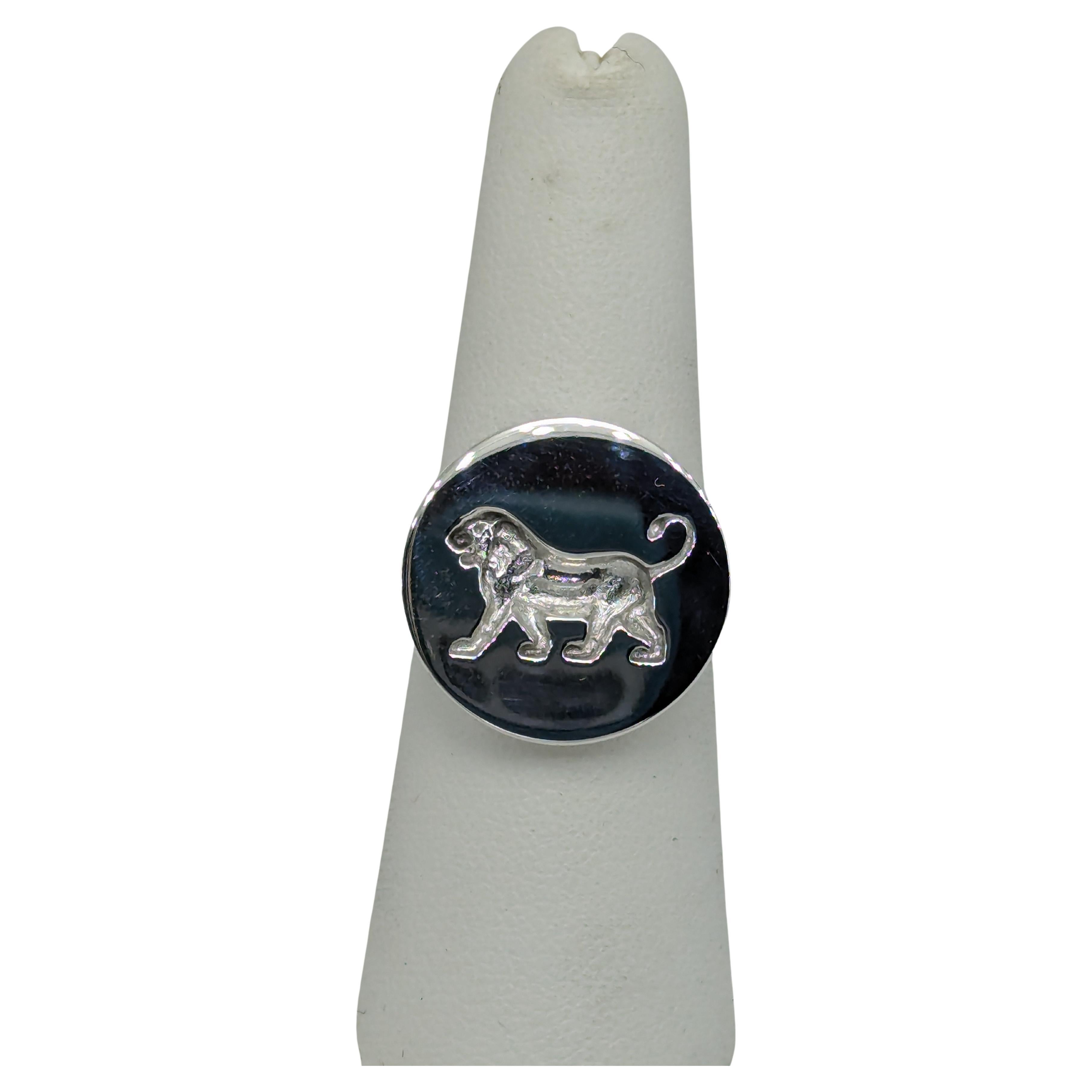 Sterling Silver Persepolis Walking Lion Signet Wax  size 7