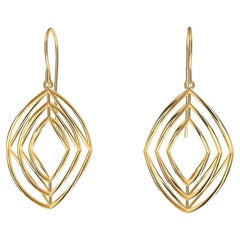 Used 5 Karat Yellow Gold 3 Rhombus Earrings