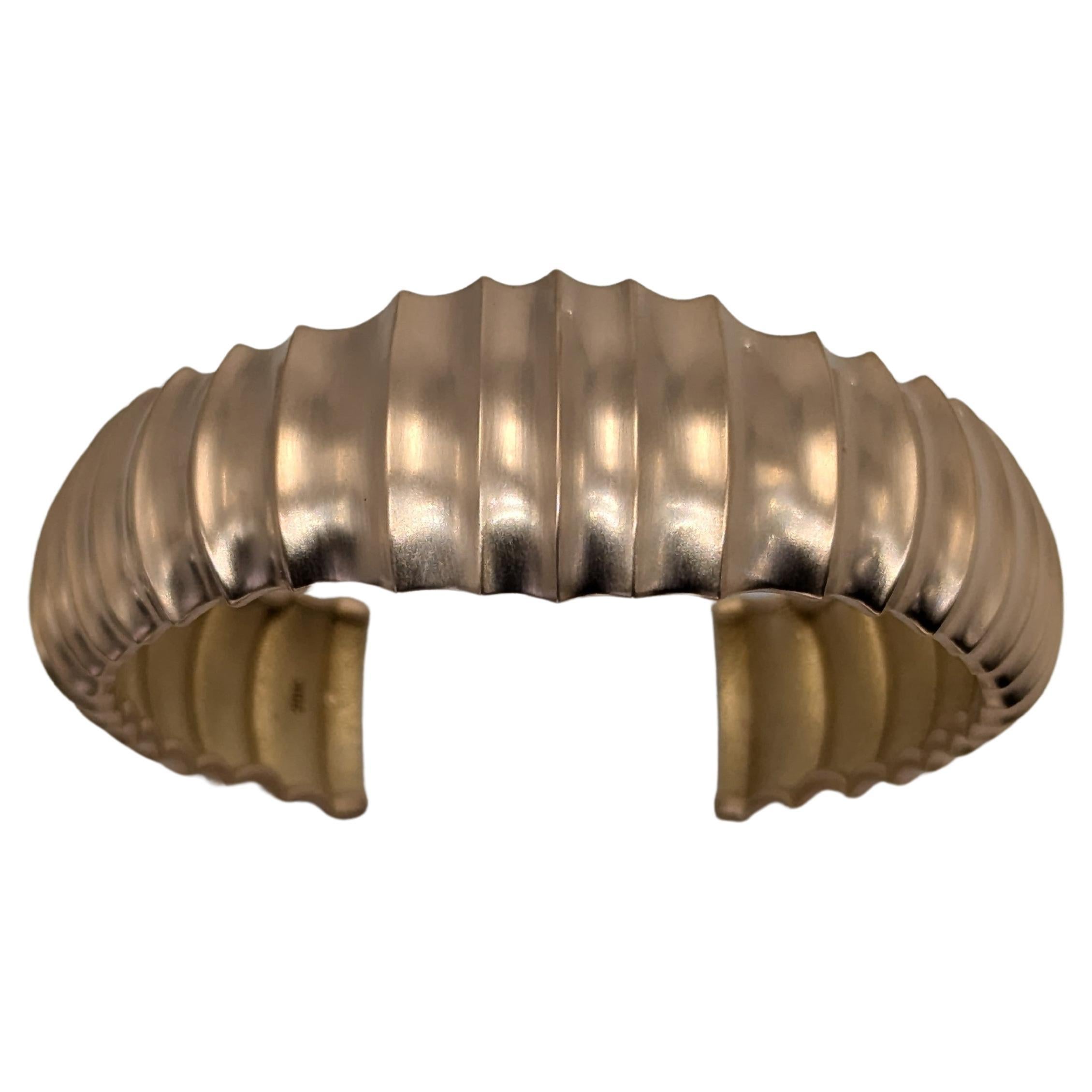 20 Karat Rose Gold Wide Vertebrae Cuff Bracelet