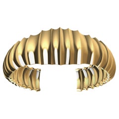 Bracelet manchette en or jaune 14 carats avec large vertèbre