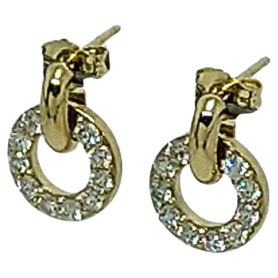 18 Karat Yellow GIA  Diamond  Hoop Dangle Earrings, Tiffany Designer , Thomas Kurilla is keeping it simple and elegant. The hoop earring is  14mm x 10.5 mm diameter. Tiny but mighty. All day elegance, day into evening no problem.  These GIA diamonds