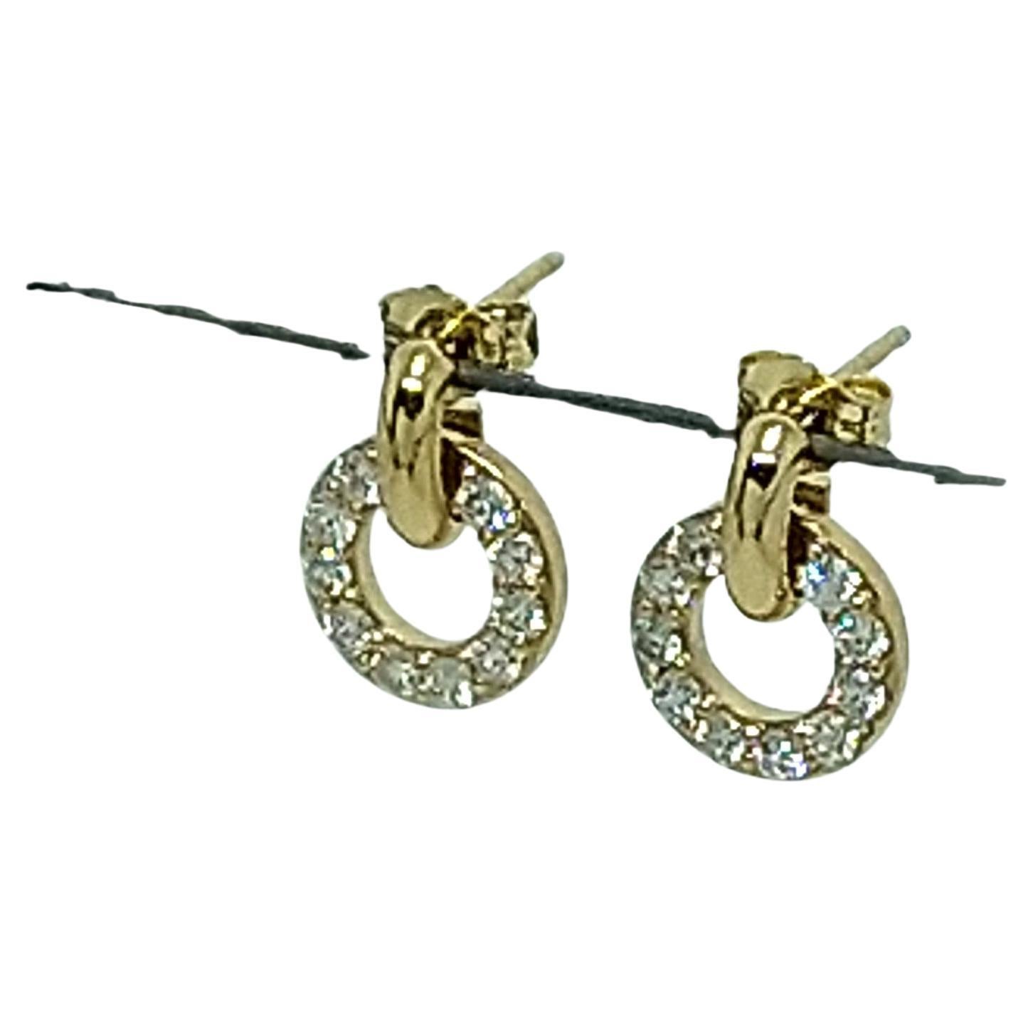 Pendientes colgantes de aro con diamantes GIA amarillos de 18 quilates