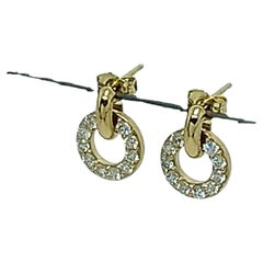 Pendientes colgantes de aro con diamantes GIA amarillos de 18 quilates