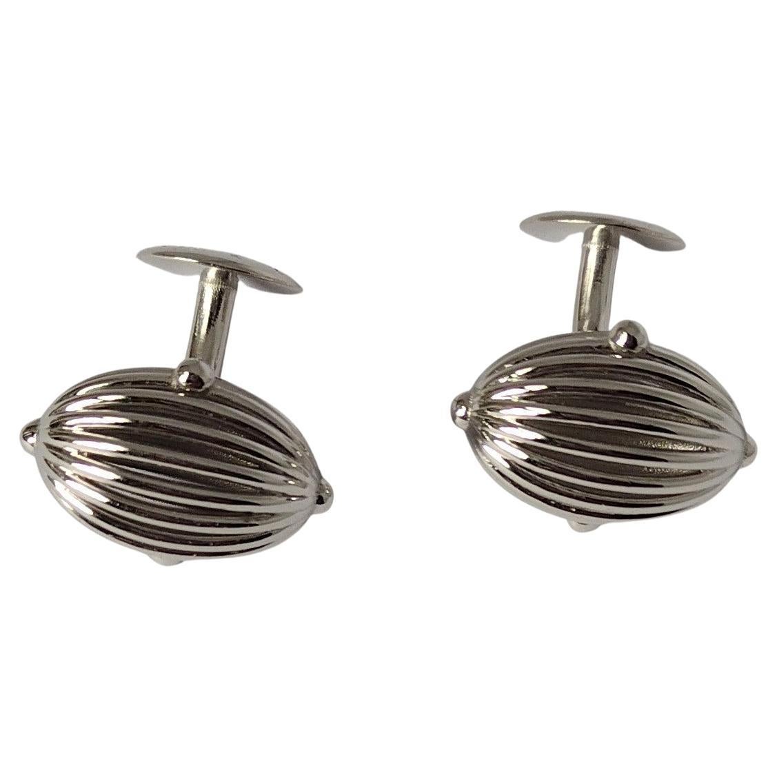 Platinum Oval Wire Sphere Cufflinks For Sale