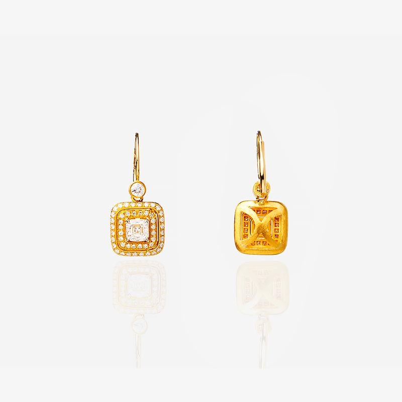 24K Handcrafted Asscher Cut Diamond Solitaire Earrings
Gold Weight : 17,53 g
Diamond Asscher Cut : 1.92 ct
Diamond Round Cut : 1.27 ct