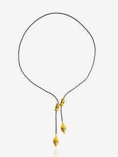 24K Gold and Silver Combination Handcrafted Double Acorn Pendant Oring Necklace