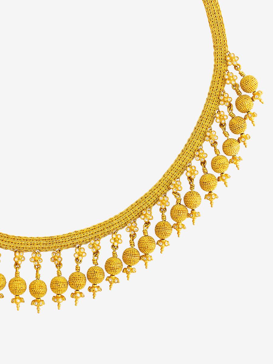 24K Pure Gold Handcrafted Granulated Ball Etruscan Diamond Necklace
Gold Weight : 105.03 g
Diamond : 2.16 ct