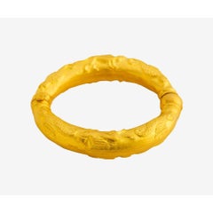 24 Karat Pure Gold Handcrafted Greco Persian Bracelet with Zoomorphic Gods