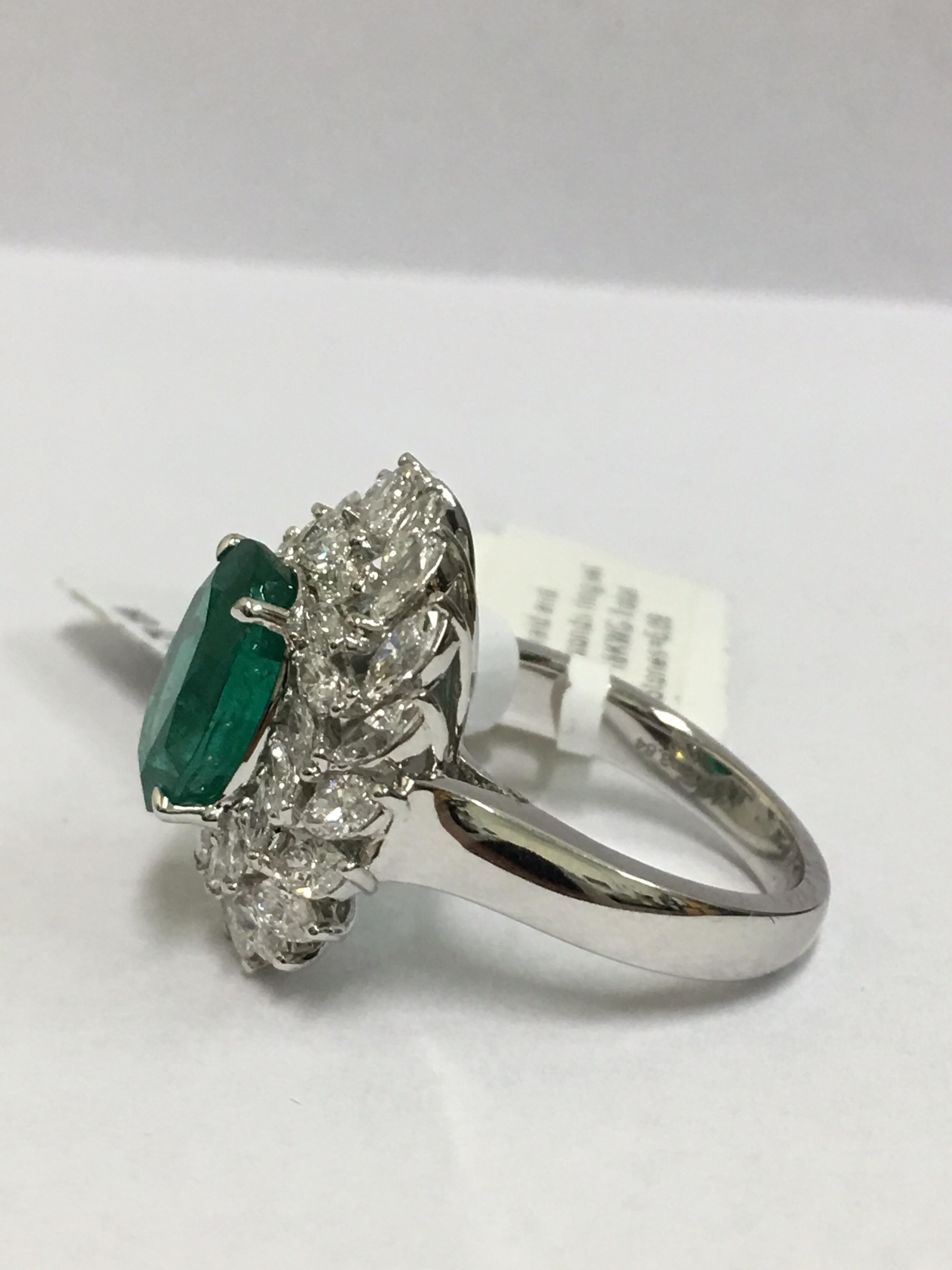 Contemporary Emerald and Diamonds Ring
