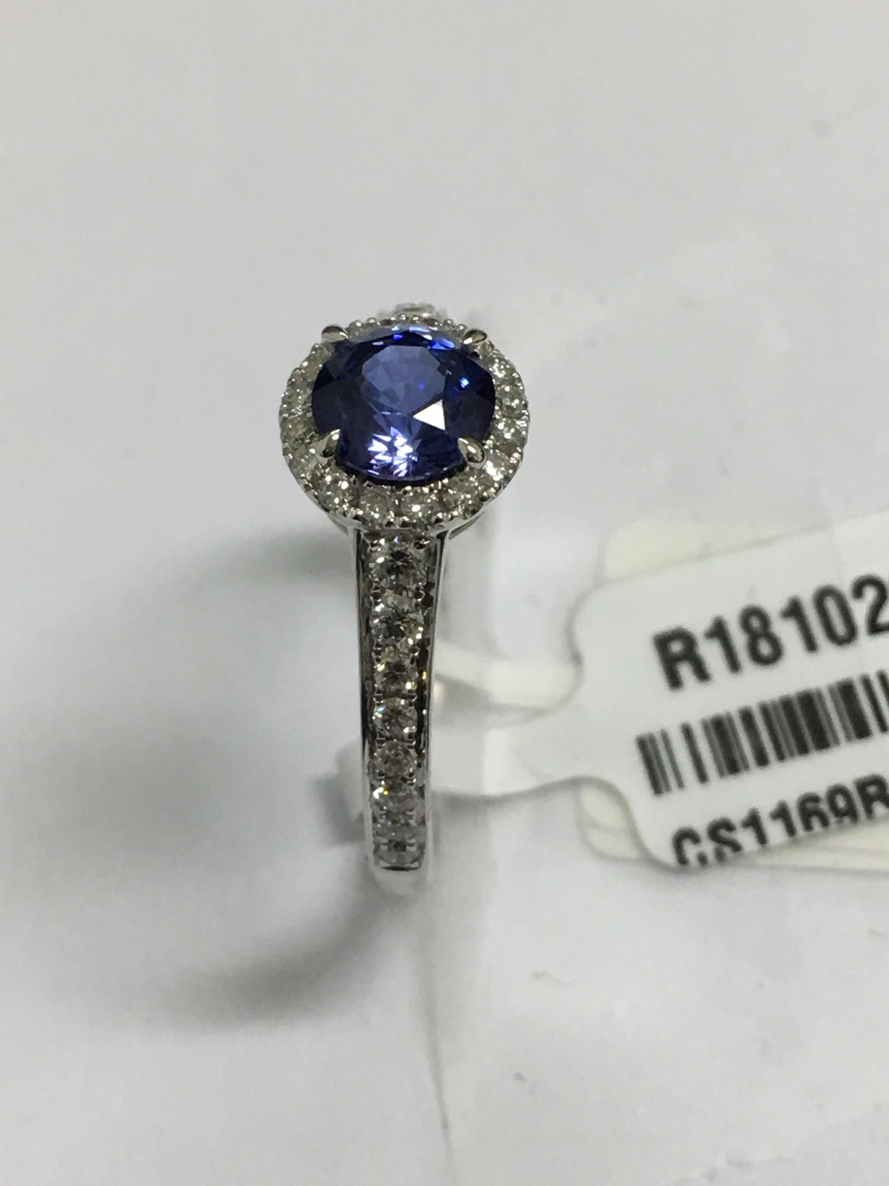 Sapphire and Diamond Halo Ring 1
