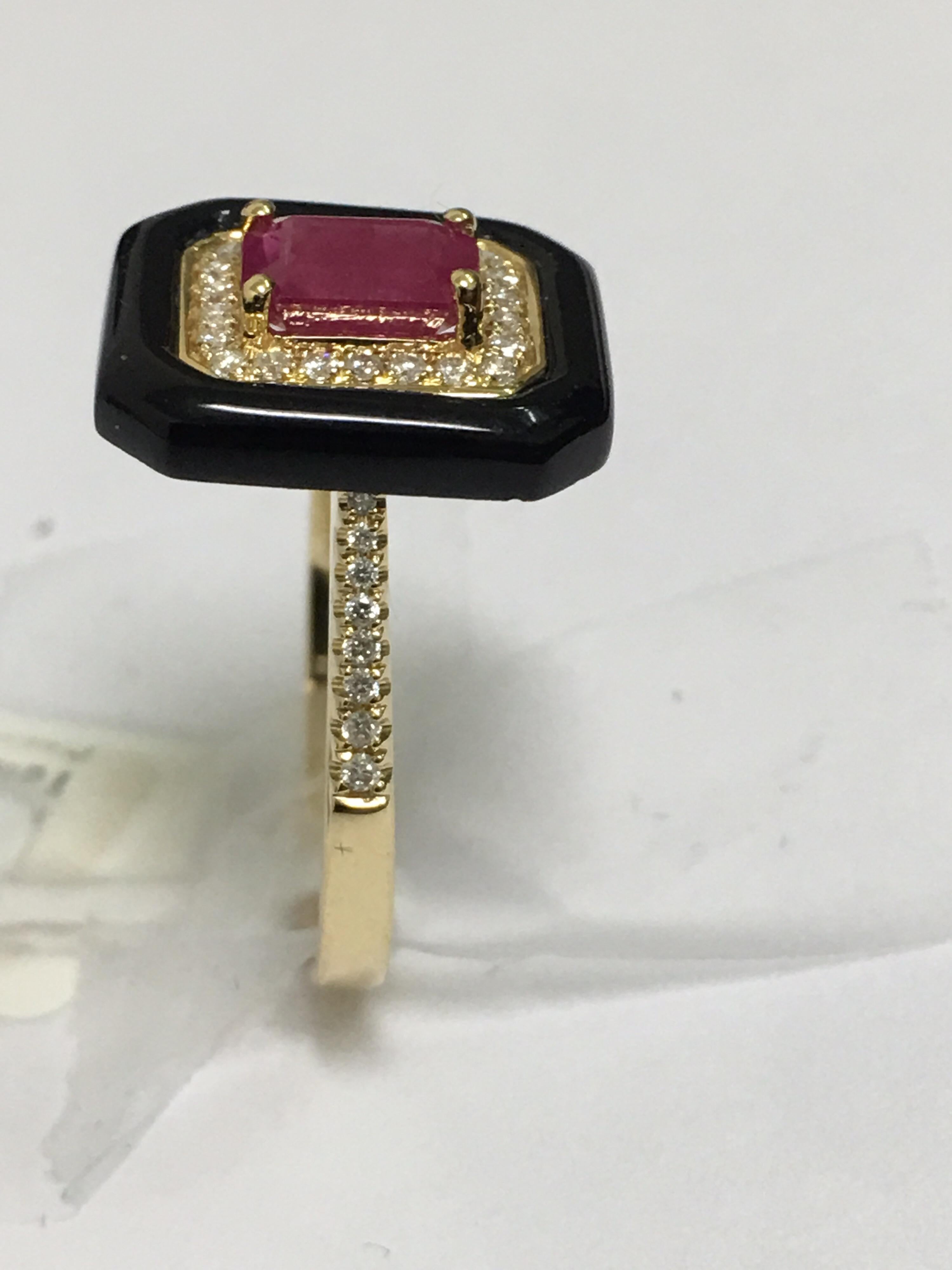 Ruby Diamond and Onyx Ring 5