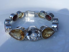 Bracelet de citrine, cristal de roche, améthyste, grenat, grenat bleu et topaze citron