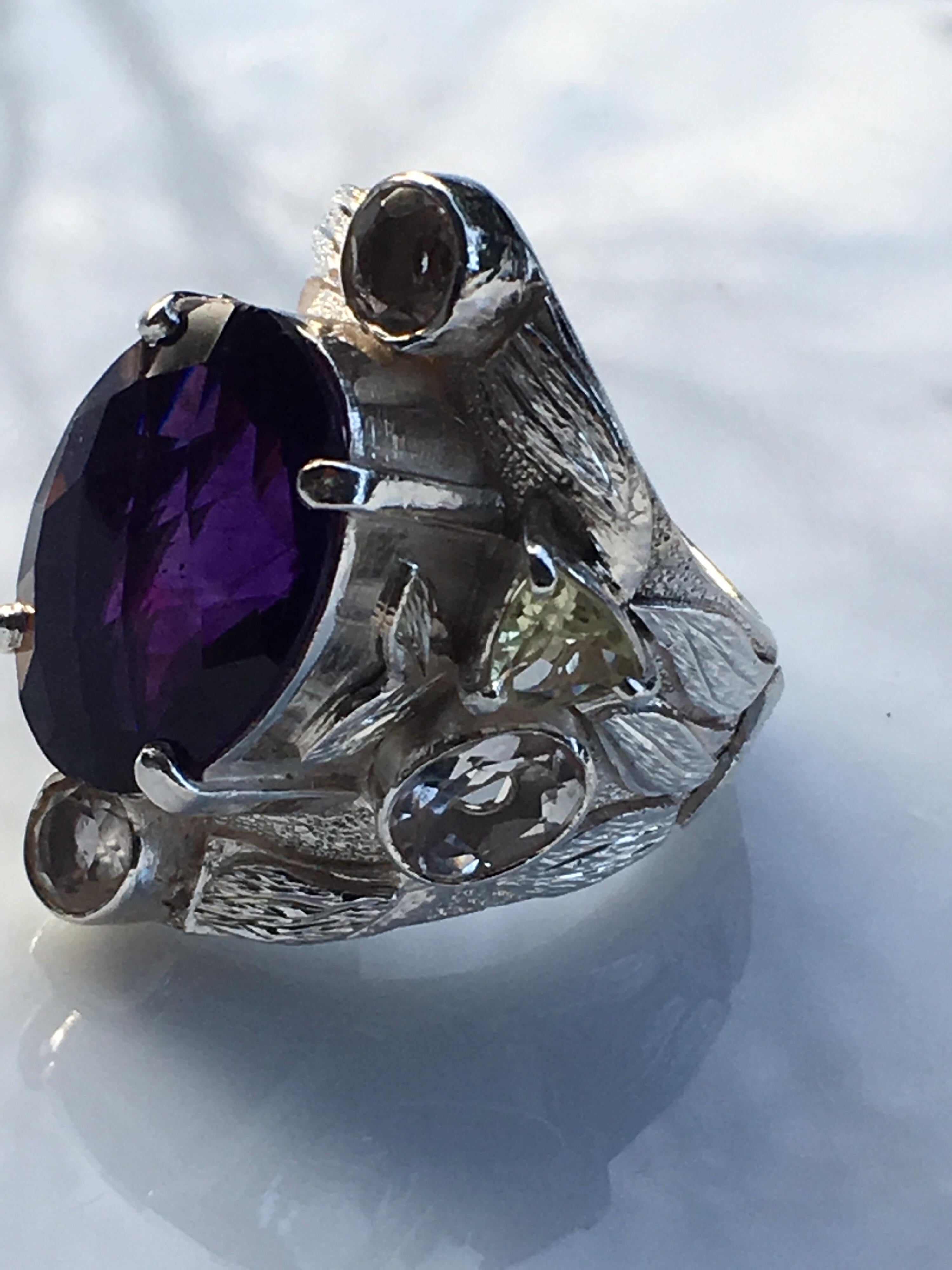 Cocktail-Ring mit Amethyst im Angebot 2