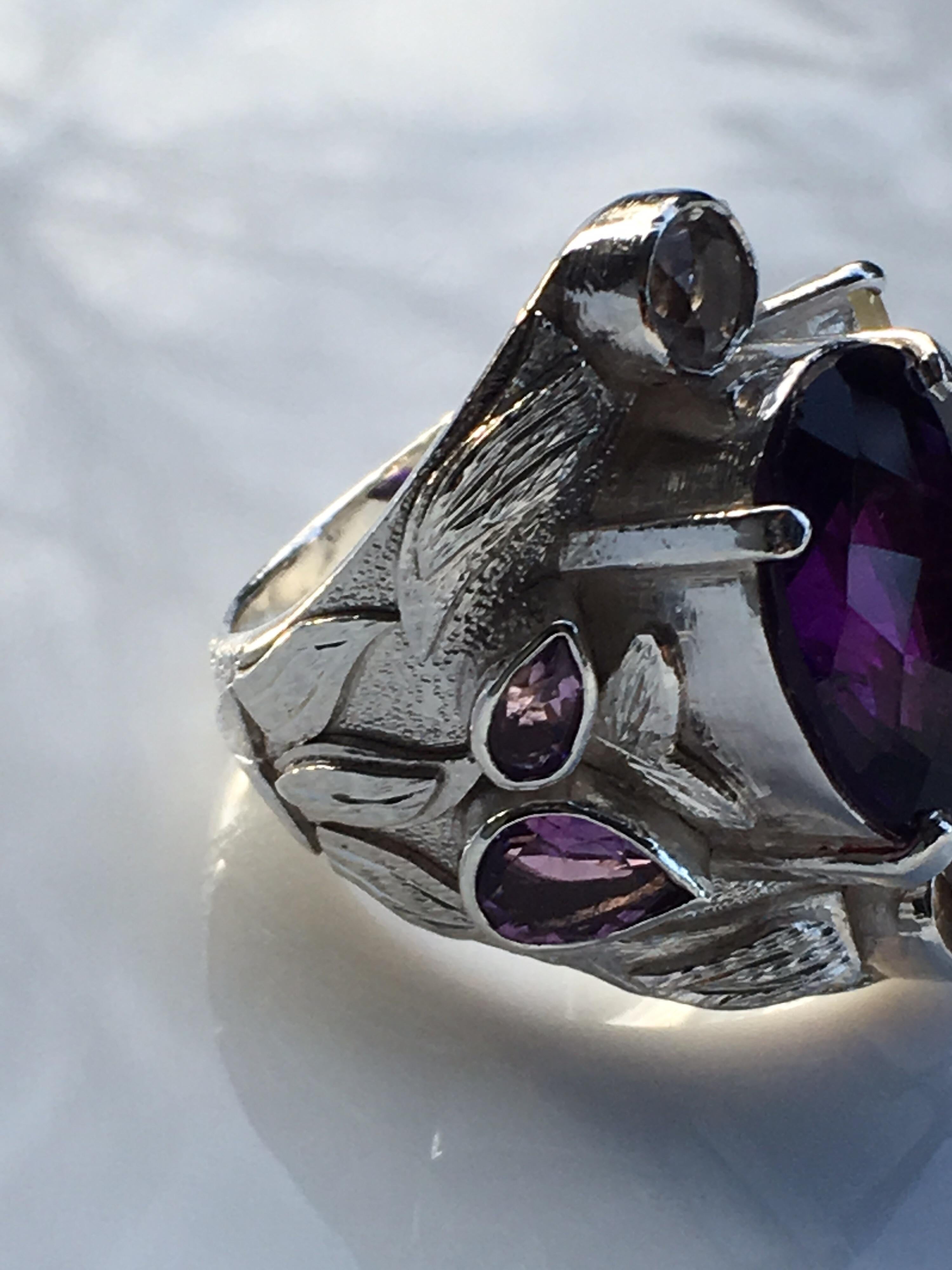 Cocktail-Ring mit Amethyst im Angebot 3