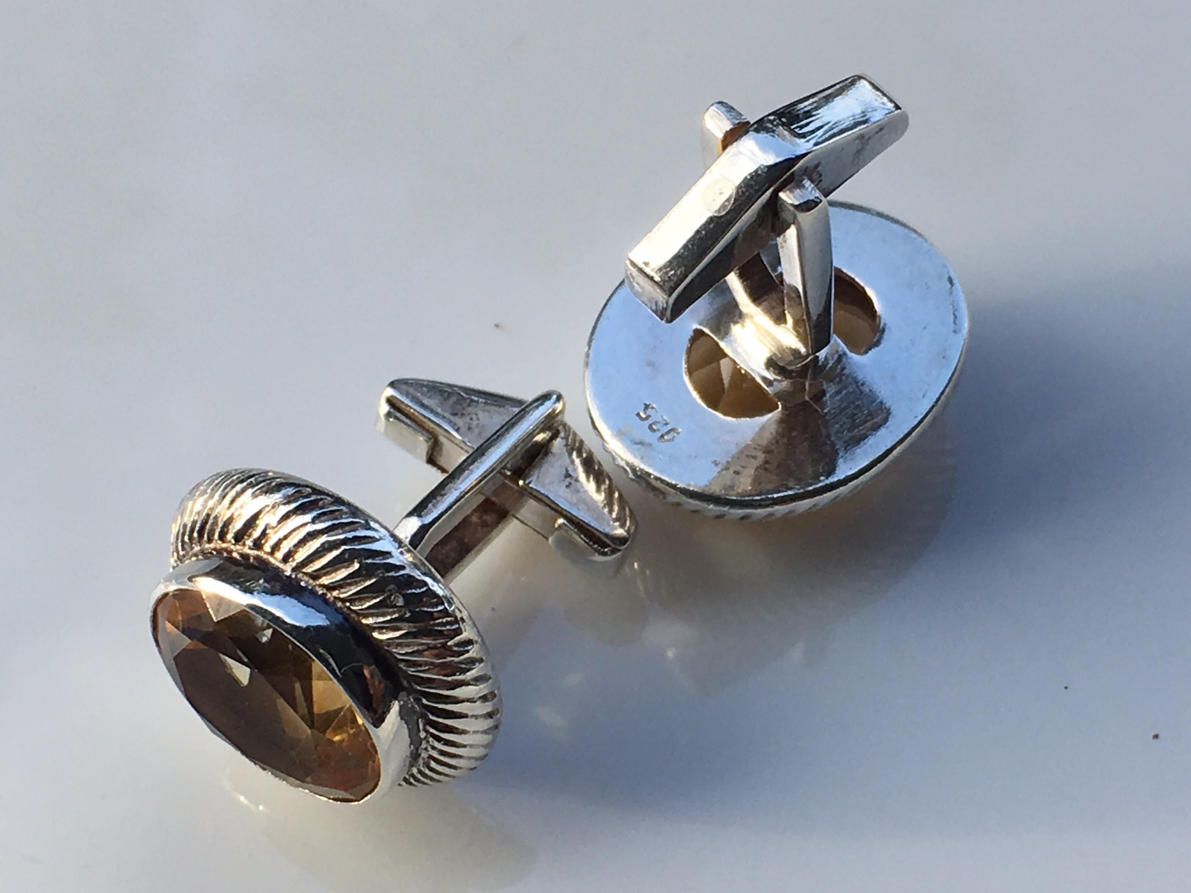 Citrine Cufflinks In New Condition For Sale In Trumbull, CT