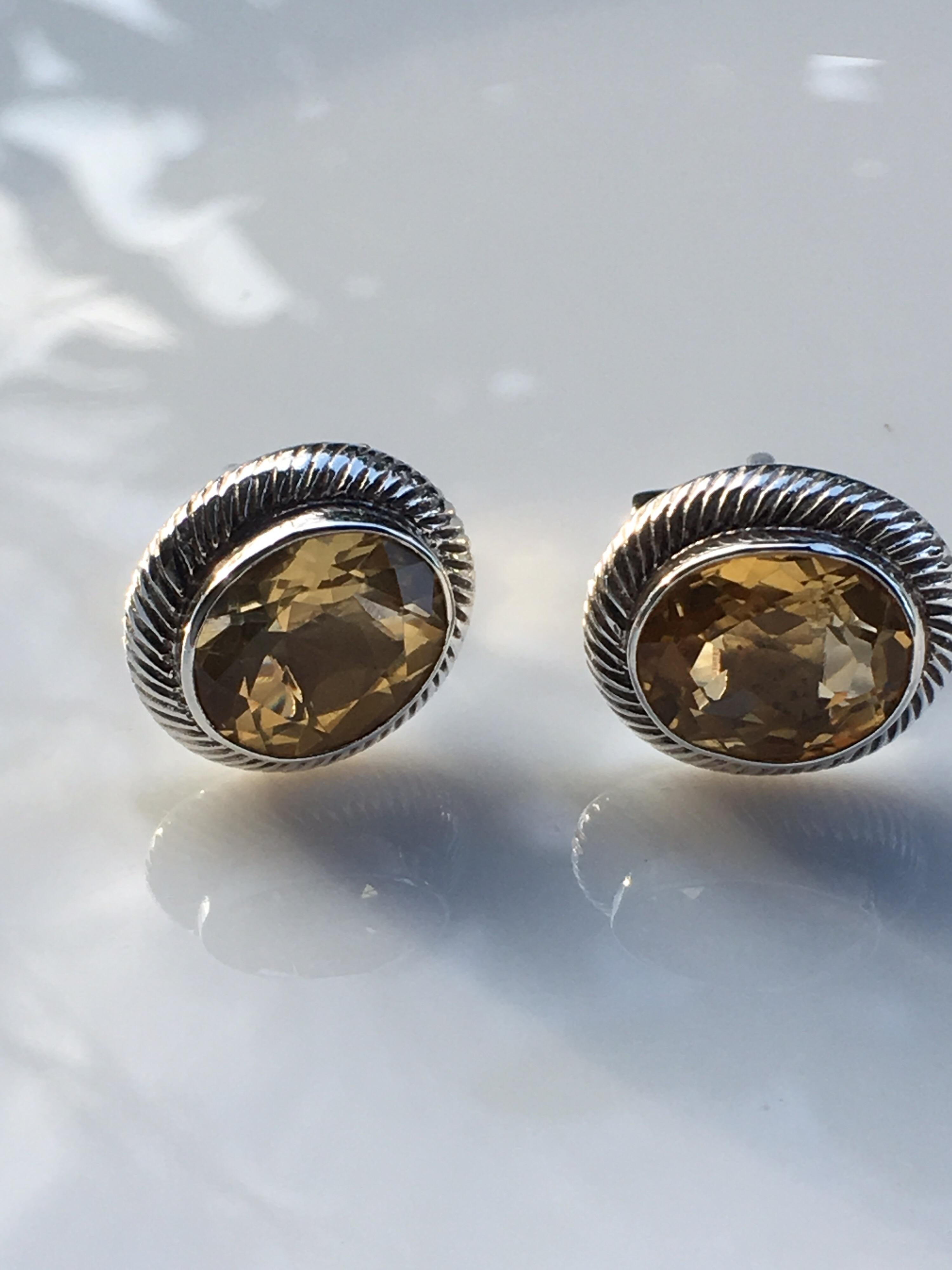 Women's or Men's Citrine Cufflinks For Sale