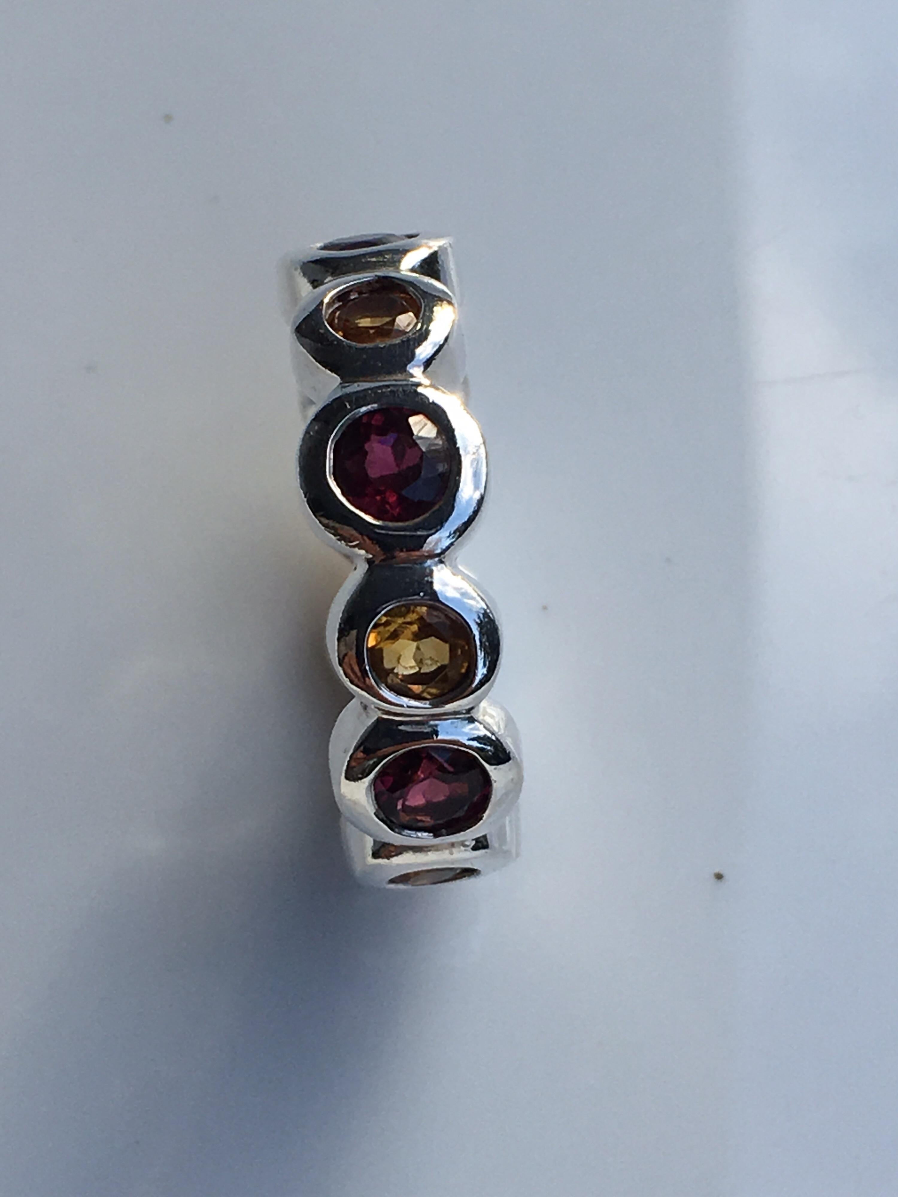 Artisan Eternity Band with Garnet and Citrine, This item is on sale for Black Friday  For Sale