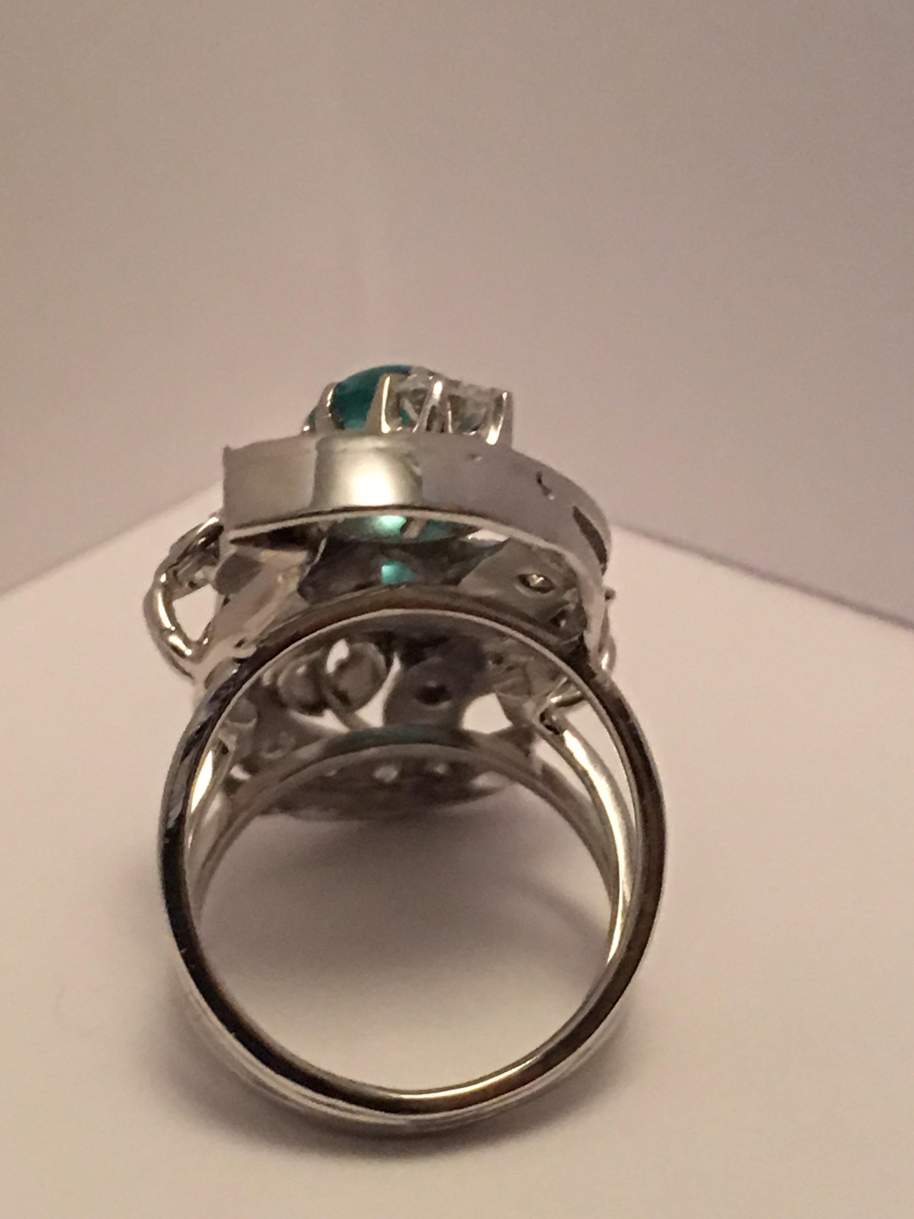 Emerald Diamond Cocktail Ring In Excellent Condition In Trumbull, CT
