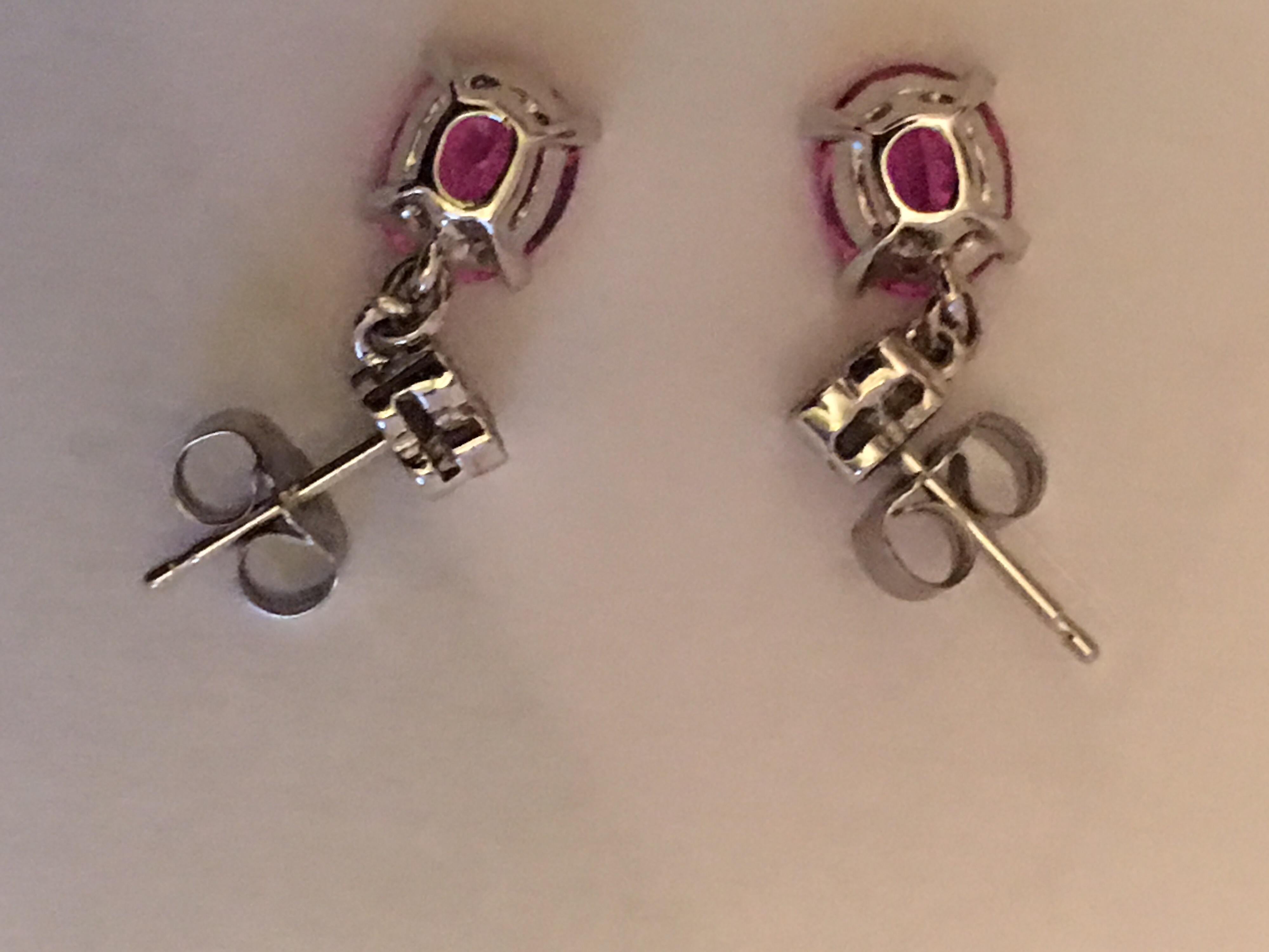 Oval Cut Pink Sapphire Diamond Earrings