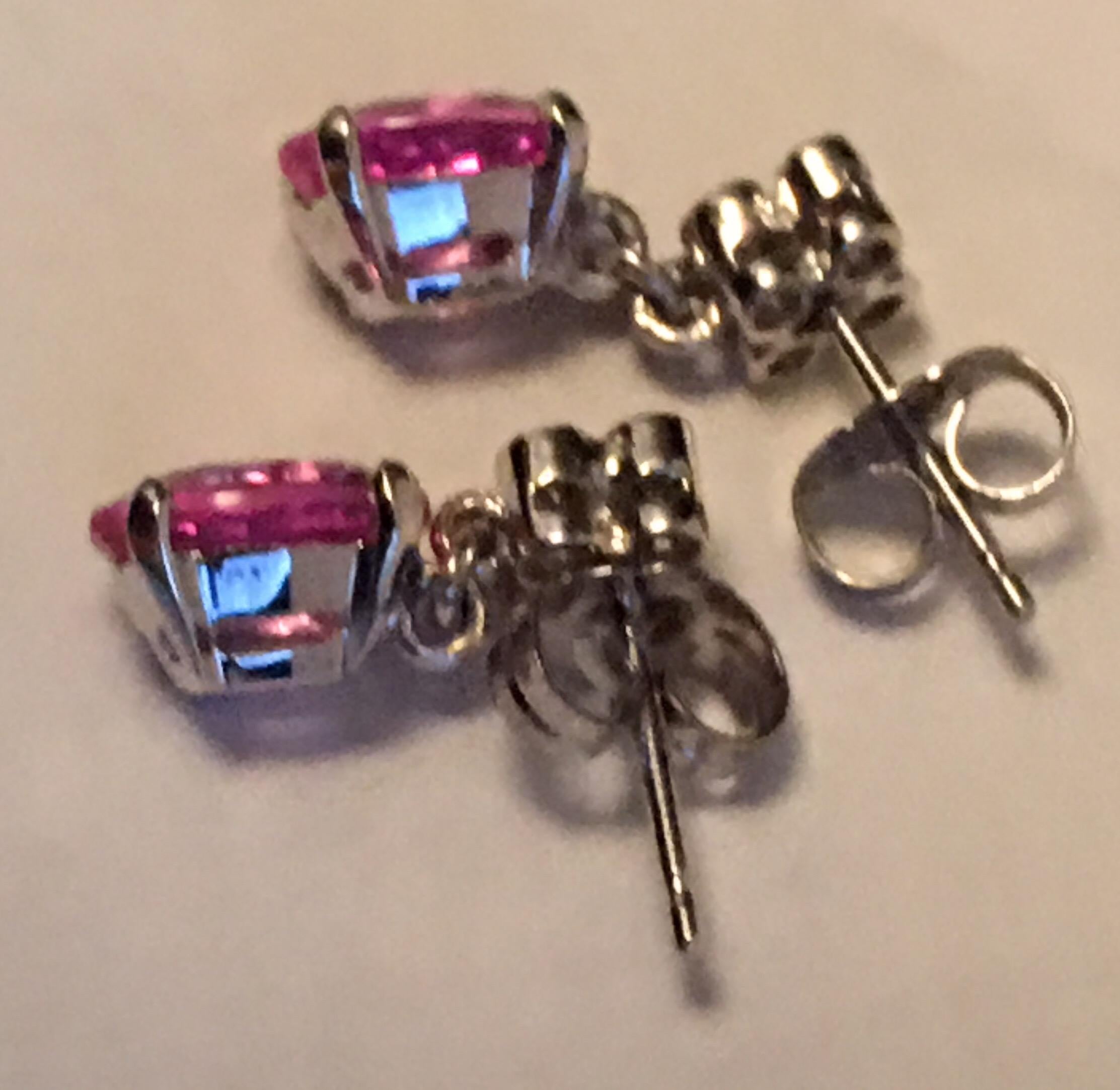 Contemporary Pink Sapphire Diamond Earrings