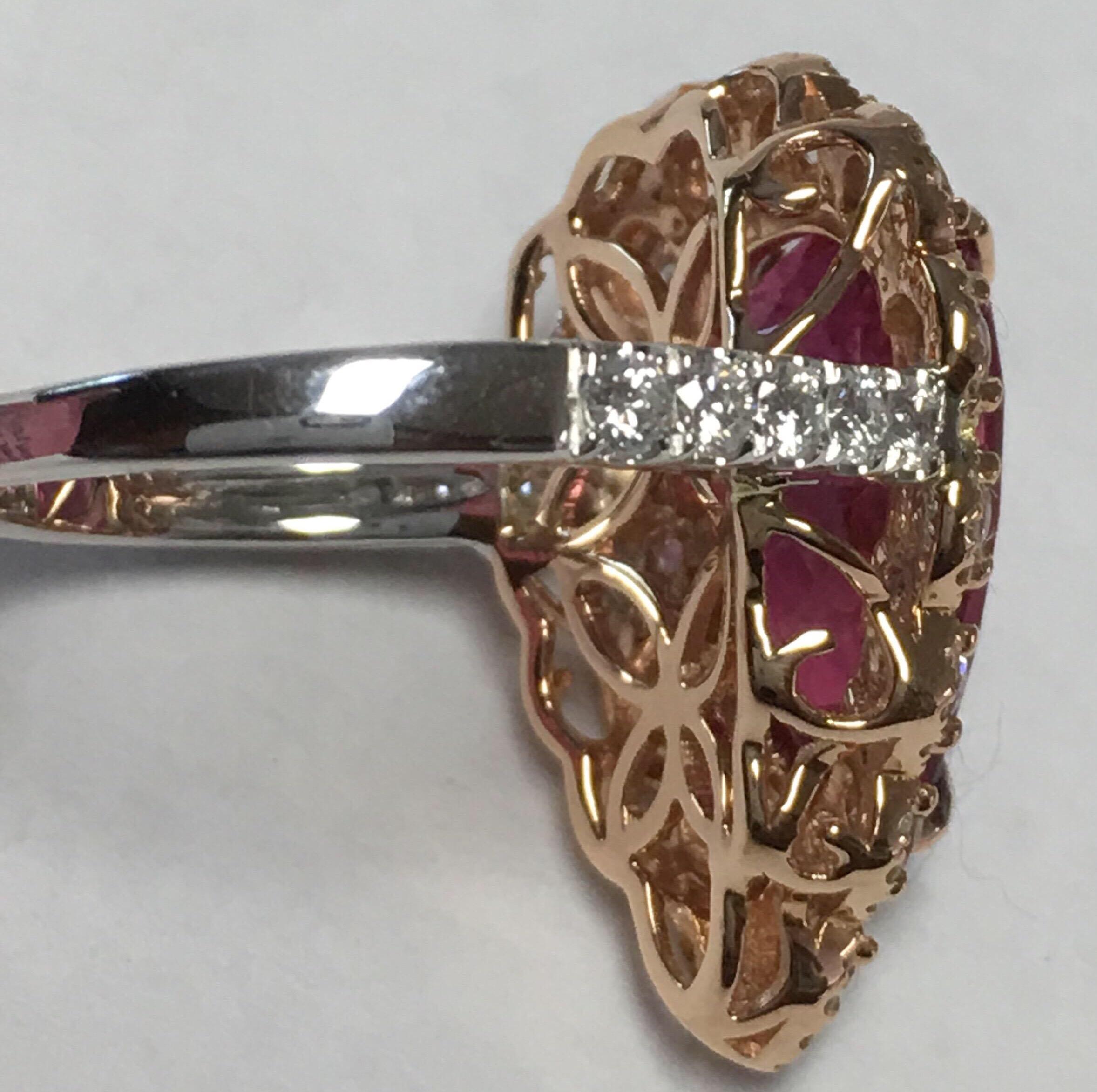 Pink Tourmaline and Diamonds Ring In New Condition In Trumbull, CT