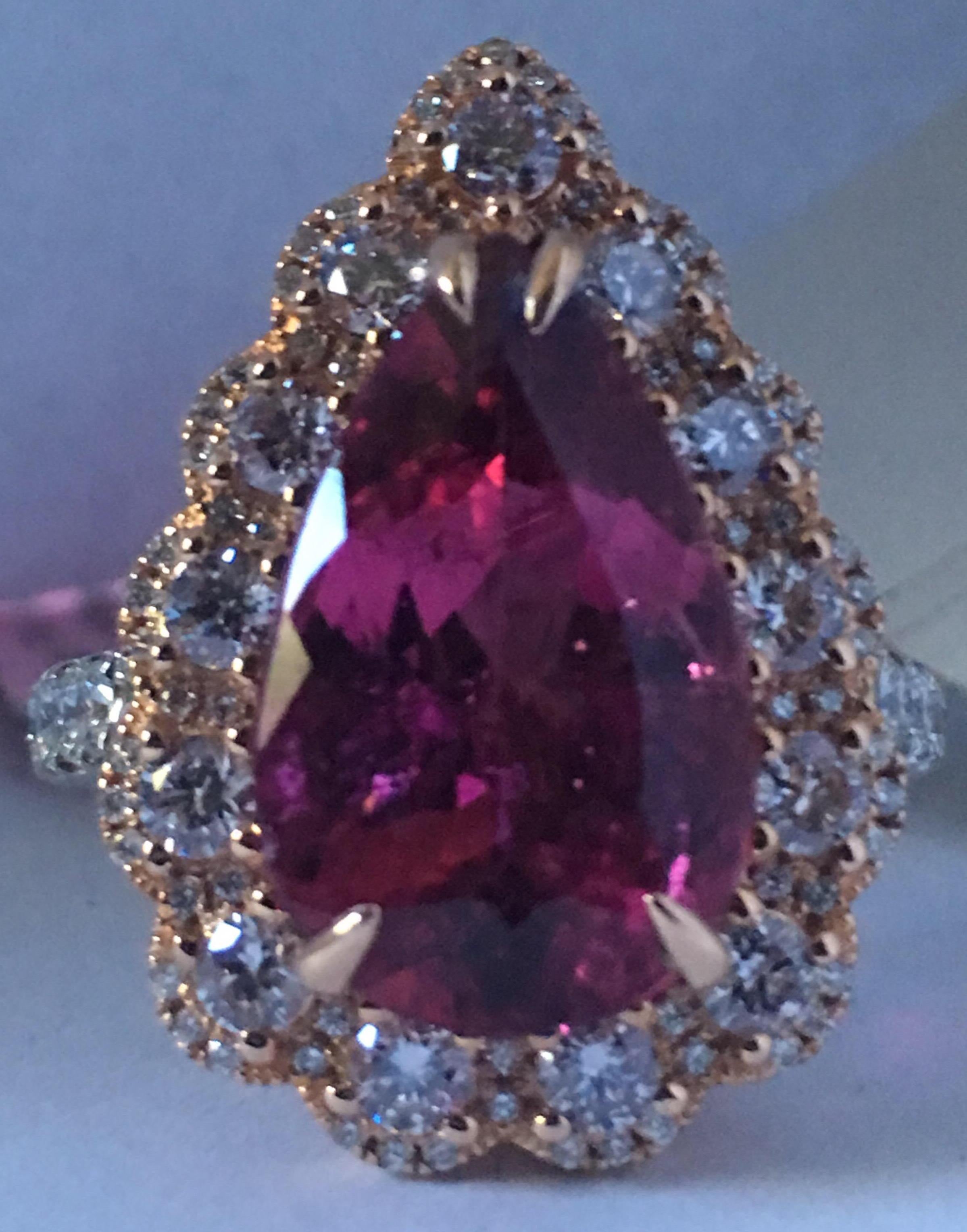 Pink Tourmaline and Diamonds Ring 8