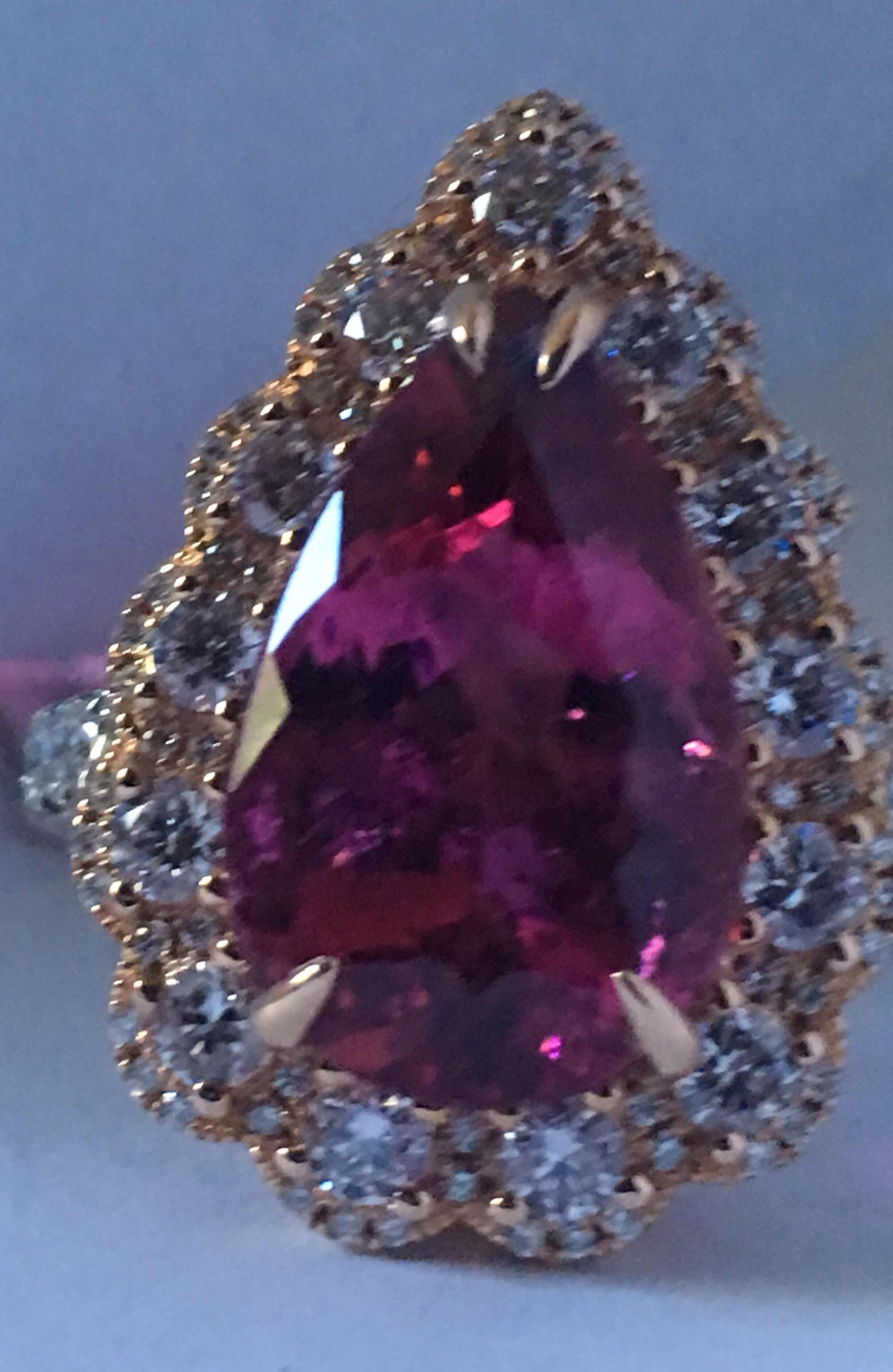 Pink Tourmaline and Diamonds Ring 9