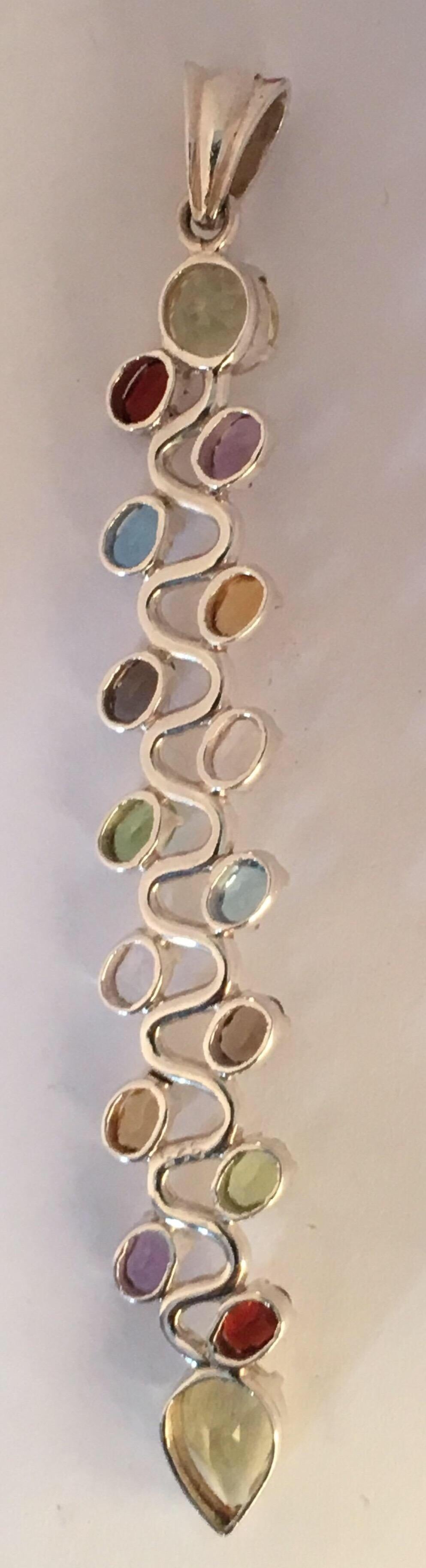 Multi-Color Stone Pendant For Sale 10