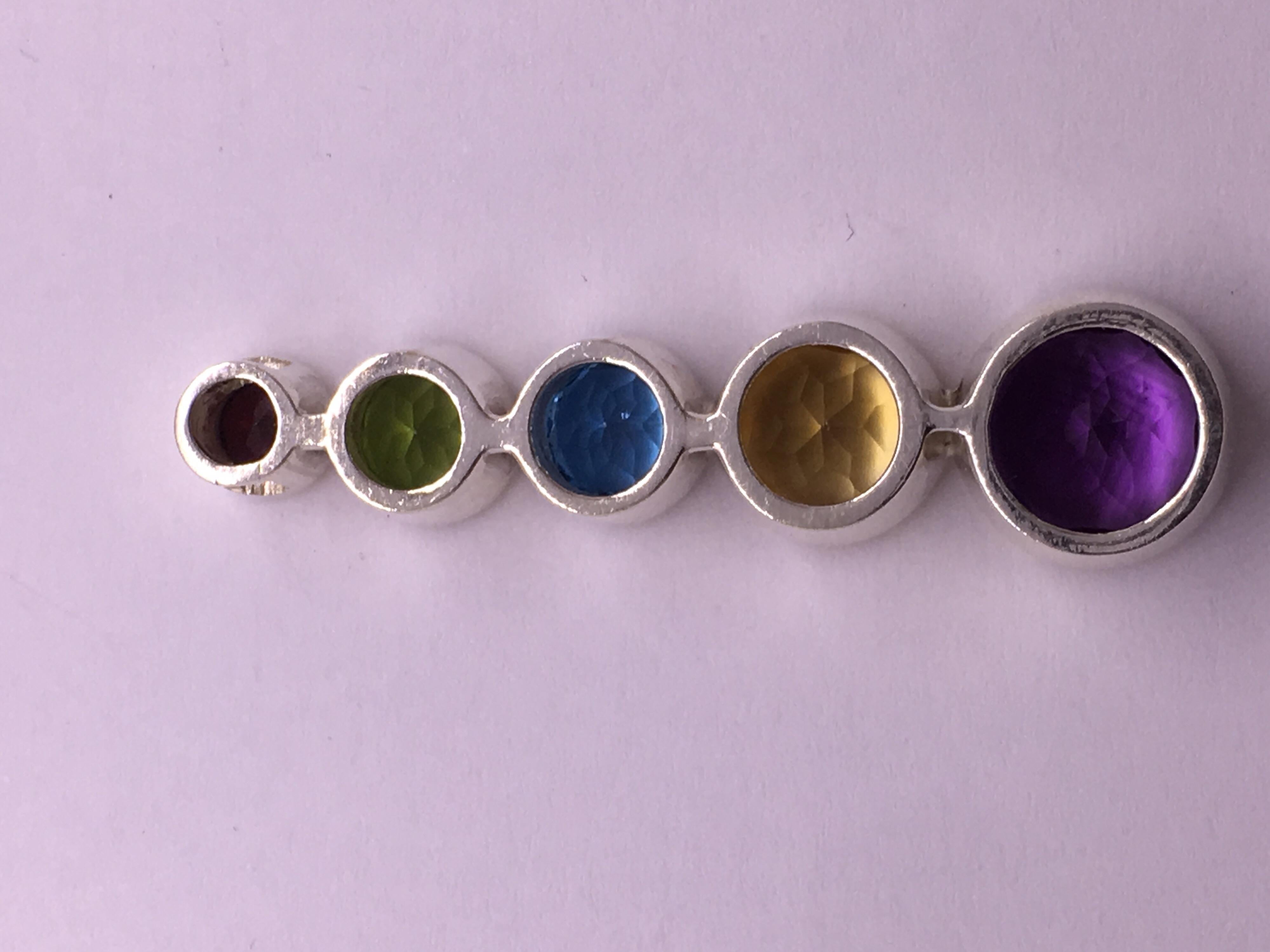 Semi Precious Stones Pendant set In Sterling Silver For Sale 10
