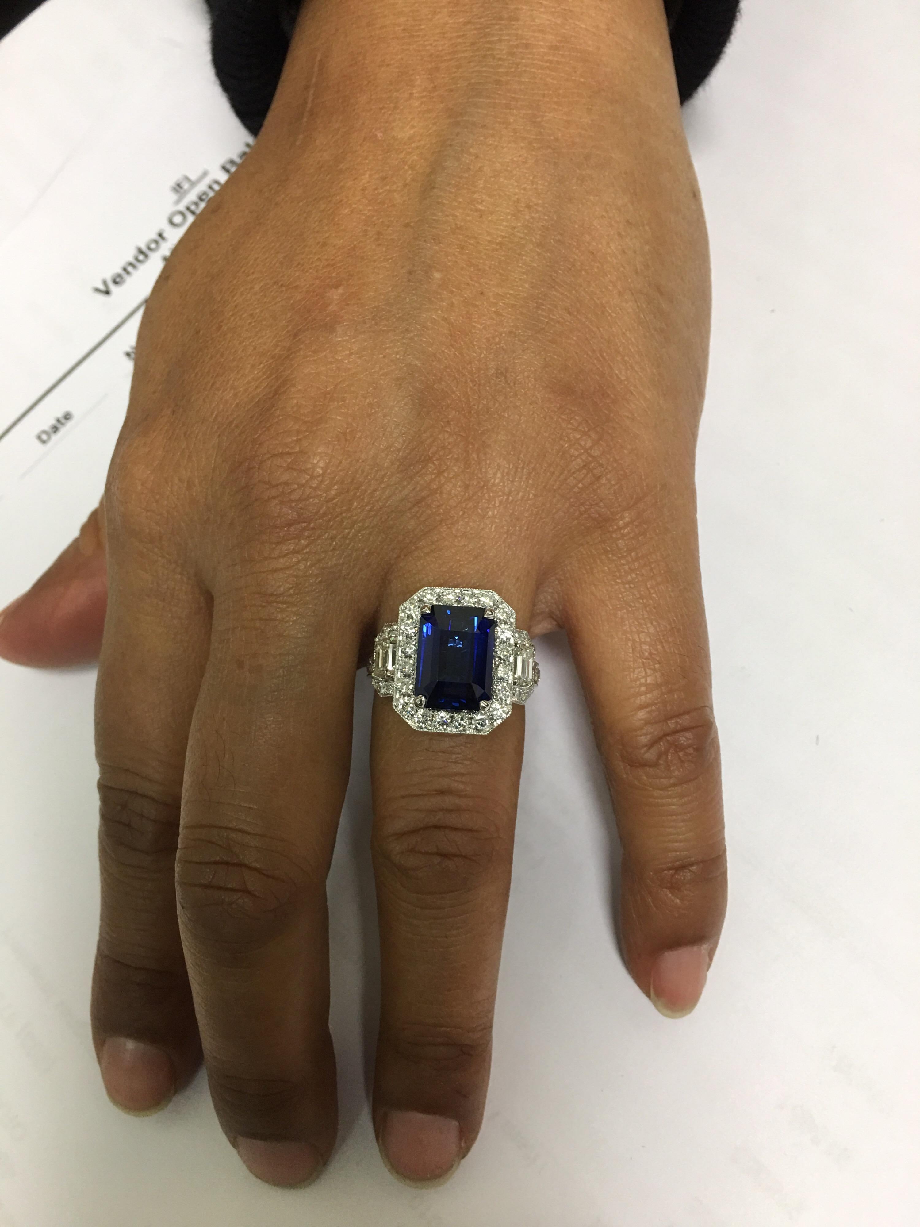 GIA Certified 5.60 Carat Sapphire Diamond Cocktail Ring 12