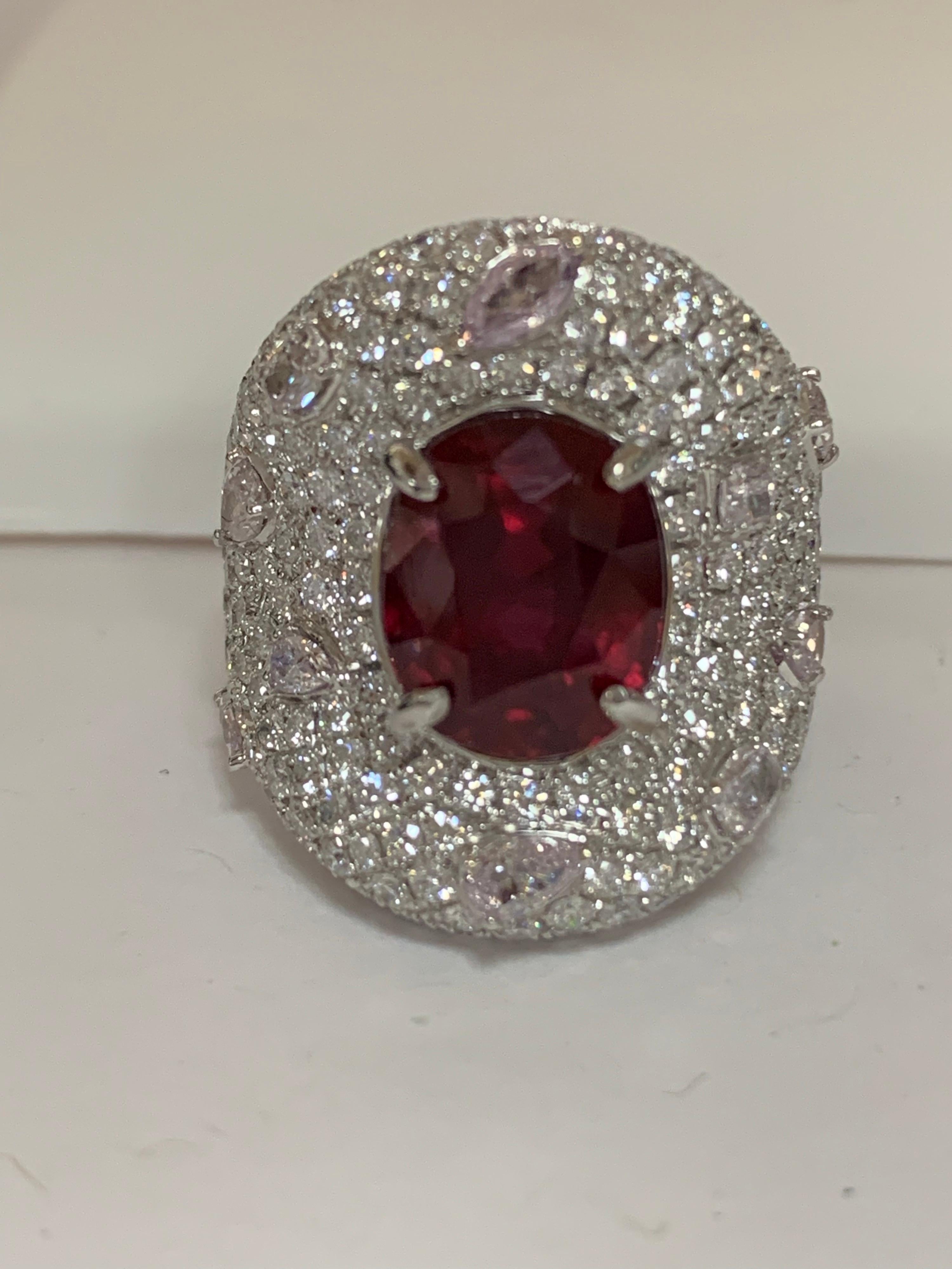 GRS Certified 5.52 Carat Natural Ruby Diamond Ring 3