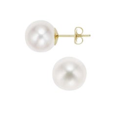 AAA Quality Freshwater Cultured Pearl Earring Stud on 14 Karat Yellow Gold