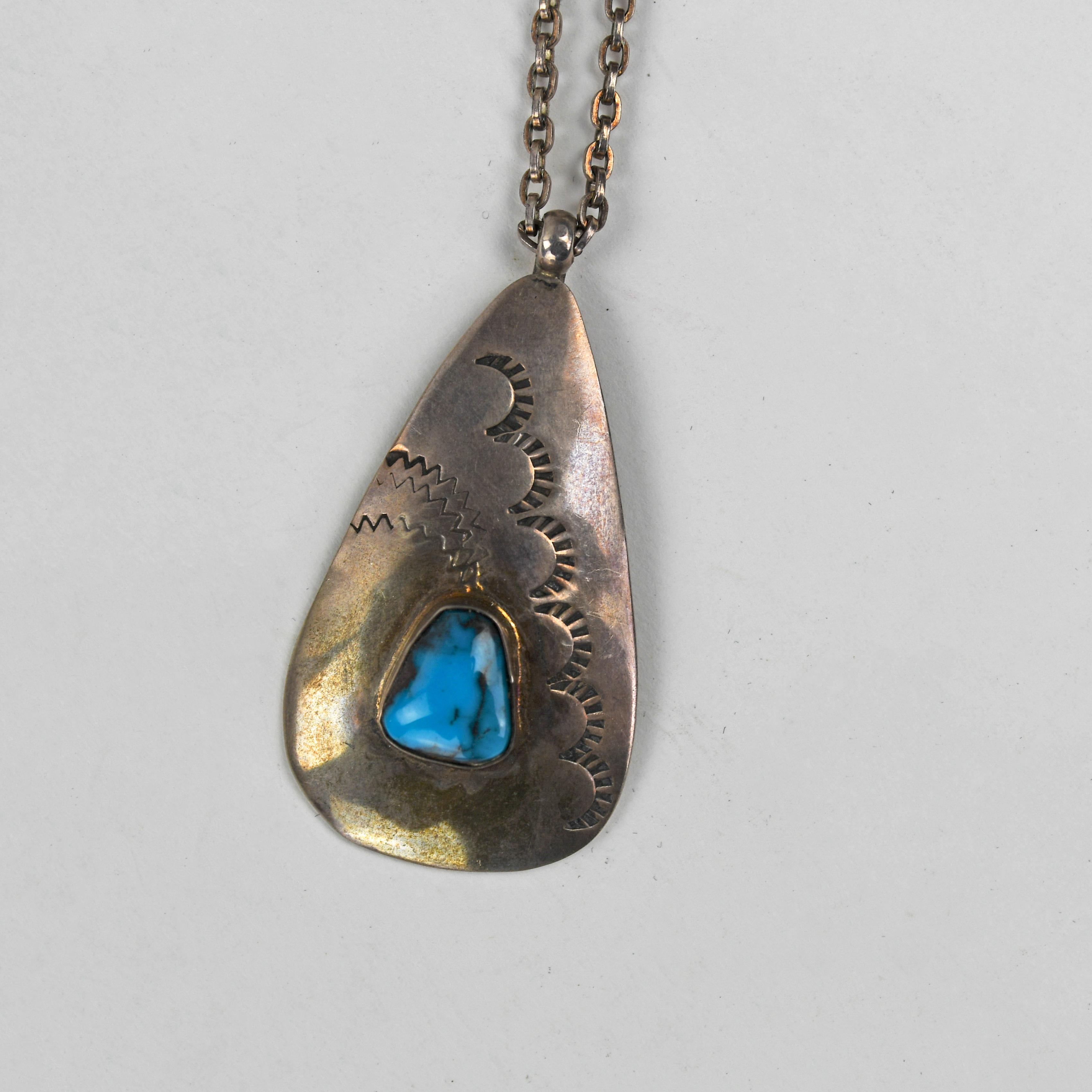 Non taillé Collier en argent sterling avec pendentif en turquoise 18