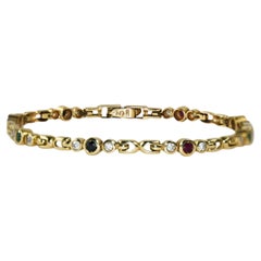Bracelet de pierres précieuses en or jaune 14K 11.9g