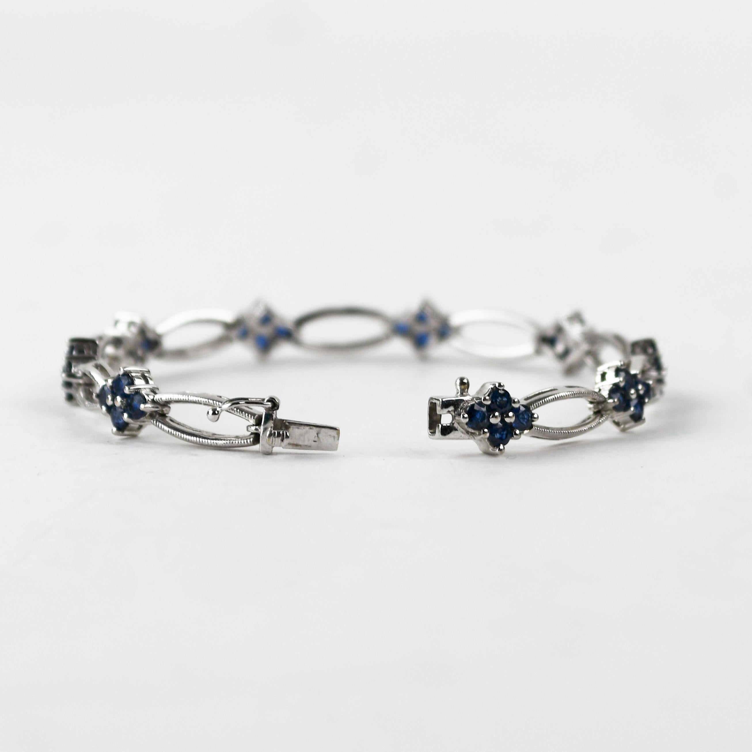 Pulsera Zafiro Oro Blanco 14K en venta 2