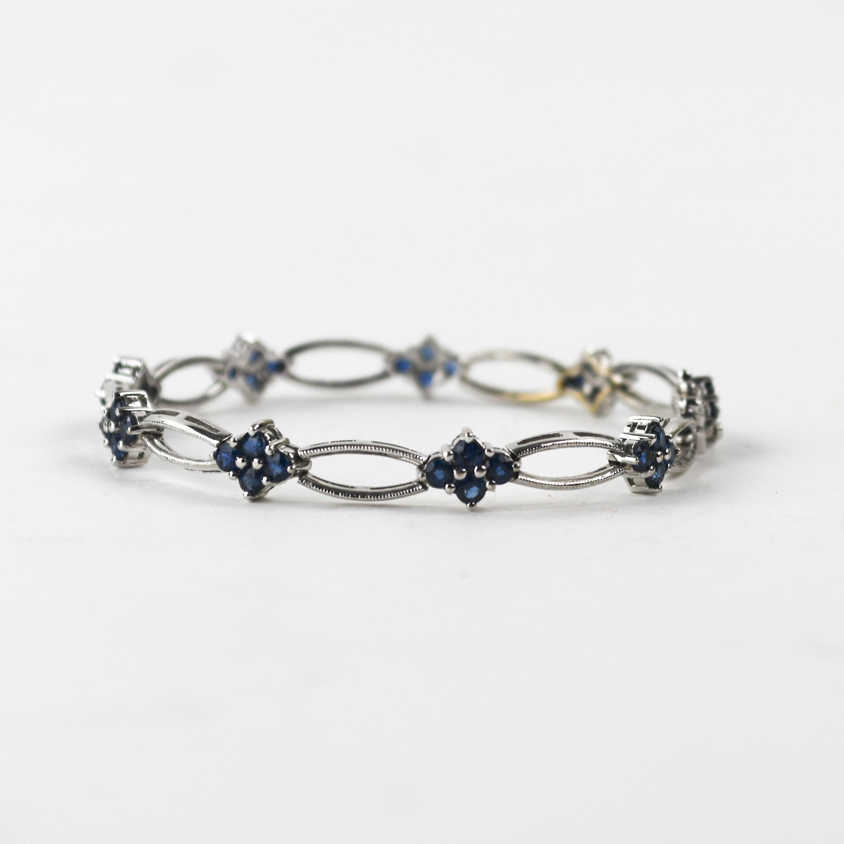 Pulsera Zafiro Oro Blanco 14K en Excelente estado para la venta en Laguna Beach, CA