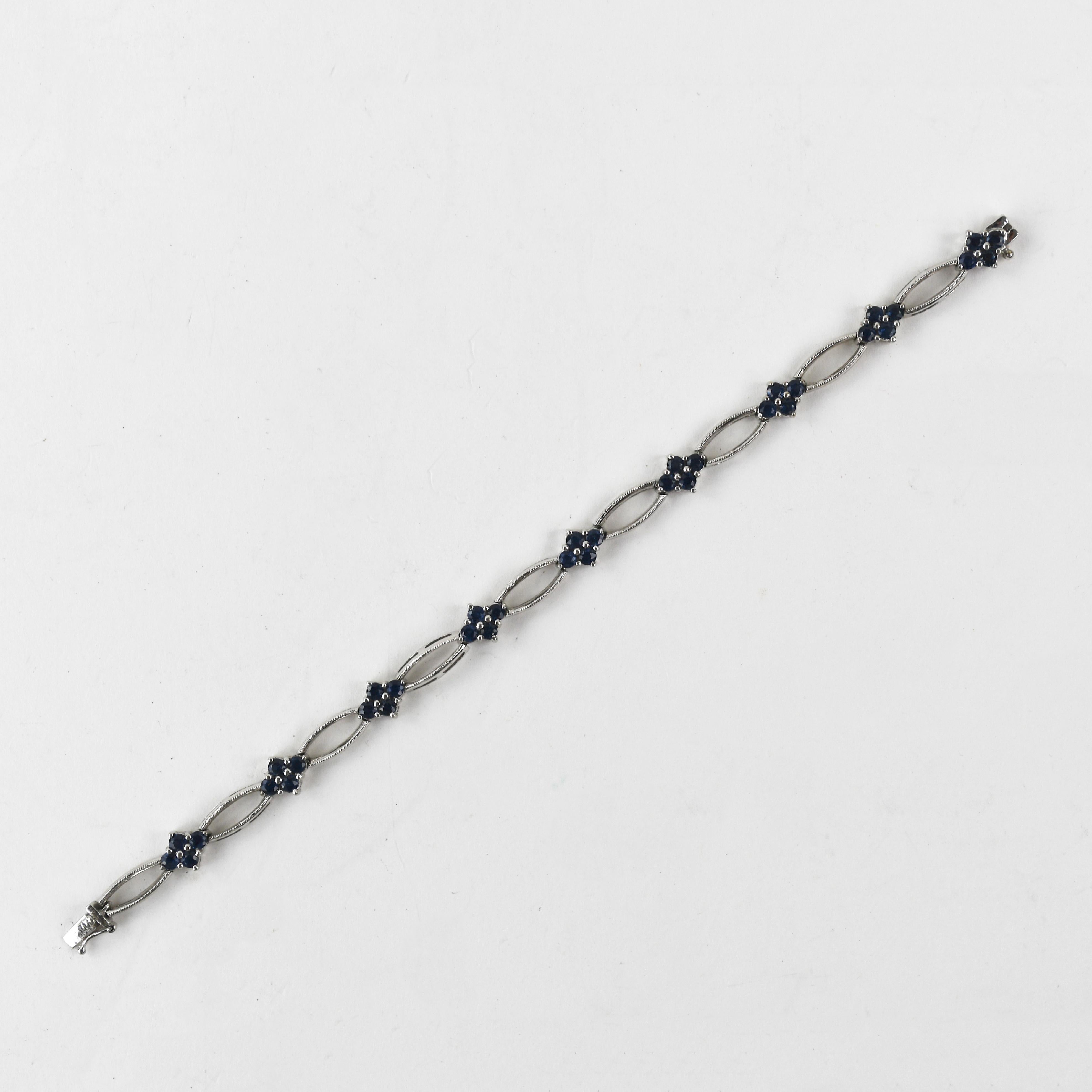 Femenino o masculino Pulsera Zafiro Oro Blanco 14K en venta