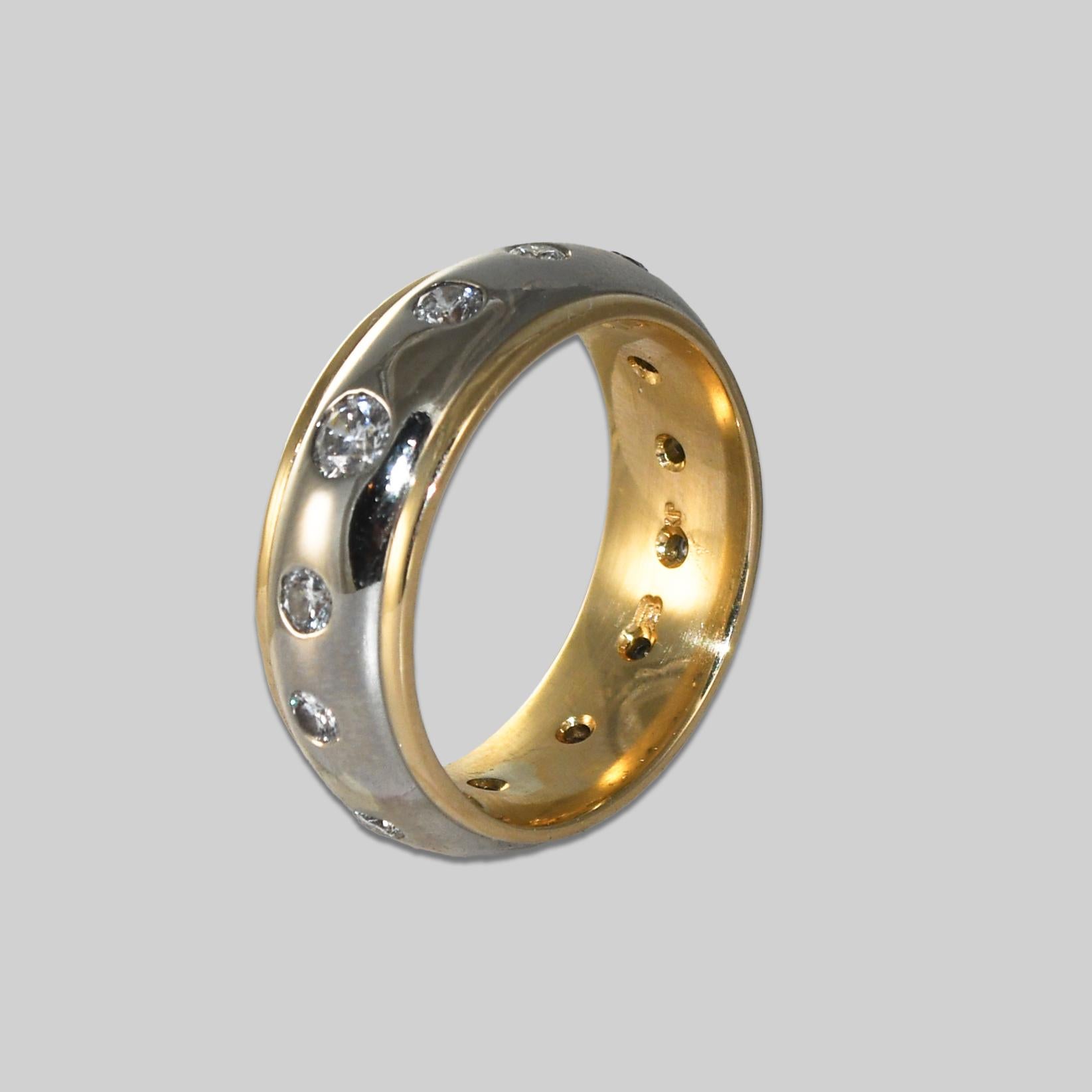 Taille ronde Alliance en or jaune 14K avec diamant 0.75ct en vente