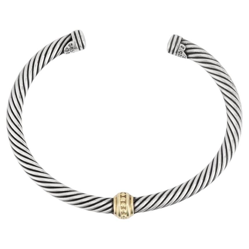 Pulsera Classic Cable de David Yurman: plata de ley y oro amarillo de 14 quilates, 5 mm