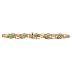 14K Yellow Gold Natural Emerald & Diamond Tennis Bracelet