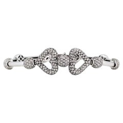 18K White Gold Pavé Set Diamond Heart Modern Bracelet