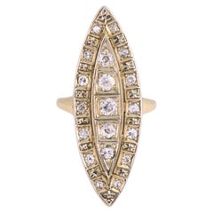 Bague de cocktail vintage pour femme en or jaune 14 carats, sertie d'un diamant taille ancienne