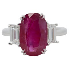 Platinring mit Rubin und Diamanten, unbehandelt, 6,88 Karat