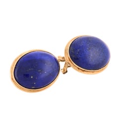 Vintage 14K Yellow Gold Blue Lapis Lazuli Earrings